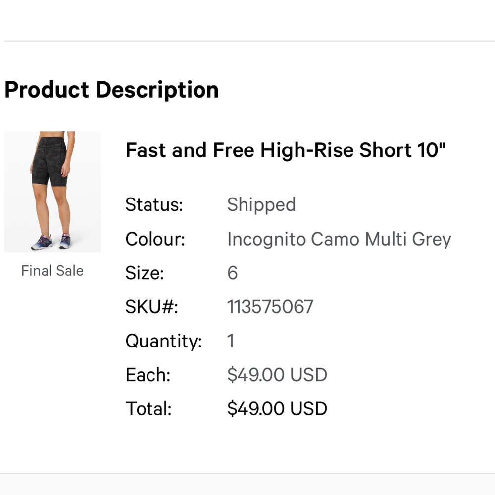 NWOT lululemon fast and free high-rise short 10”